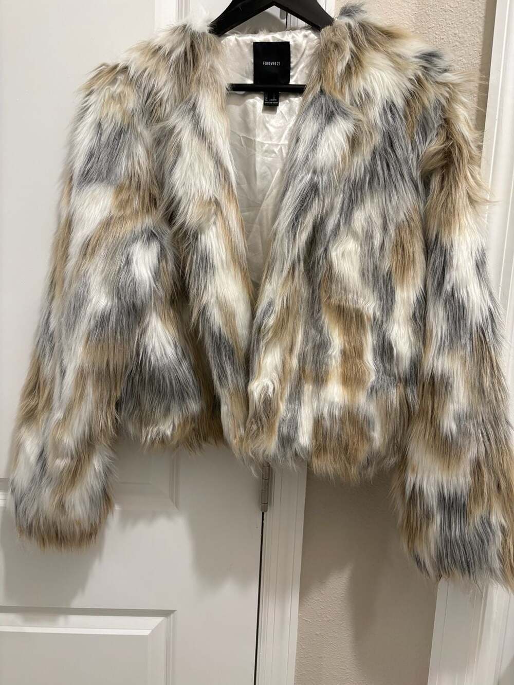 Forever 21 Faux Fur Multicolored Jacket